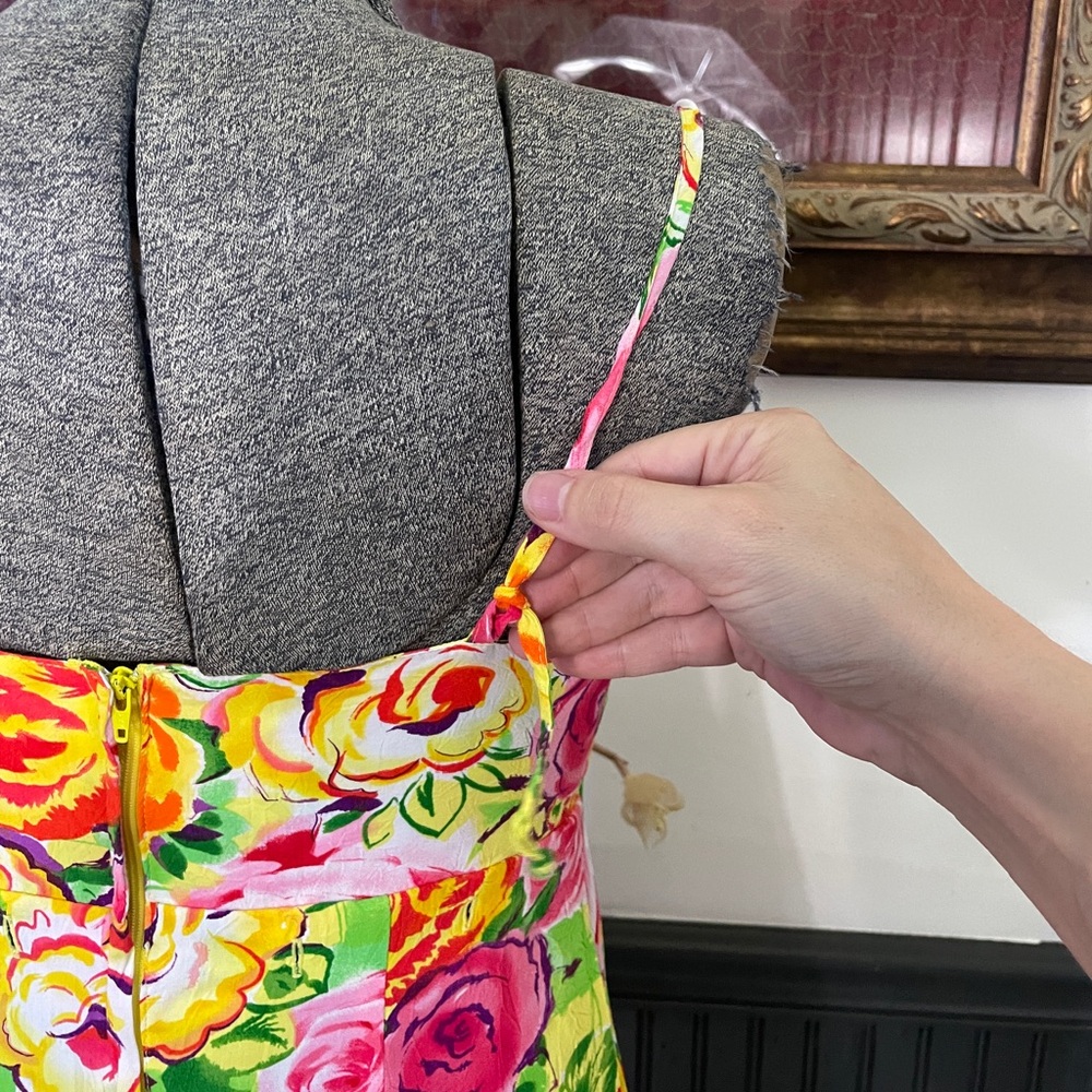 Jams World Vibrant Floral Sundress Slip Mini Dress Made in Hawaii - Sz XS 🧡🎀 - Picture 8 of 13